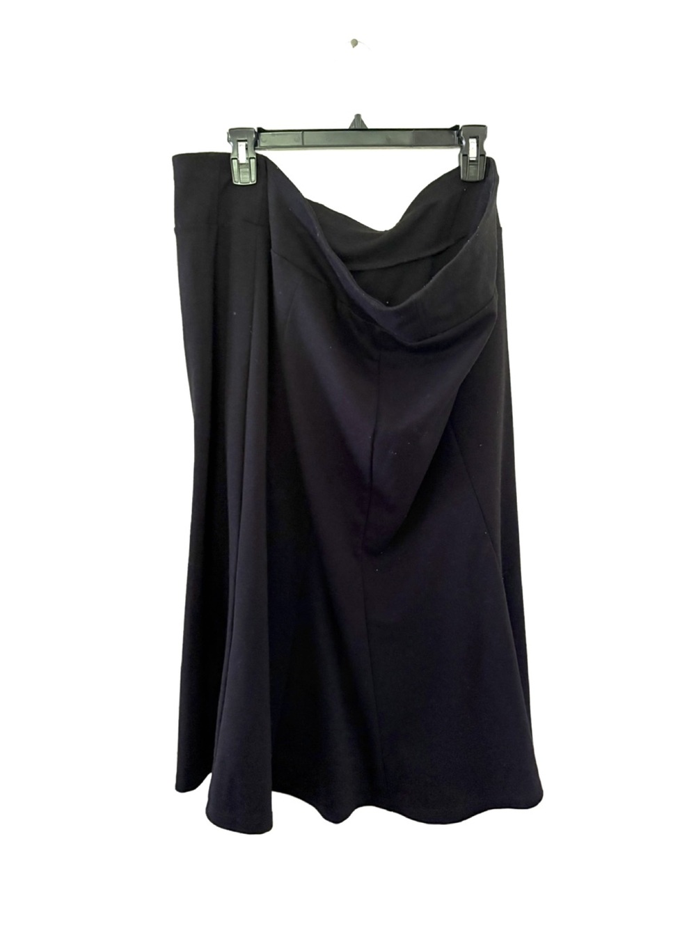 Lane Bryant Black Draped Midi Skirt with Front Fold